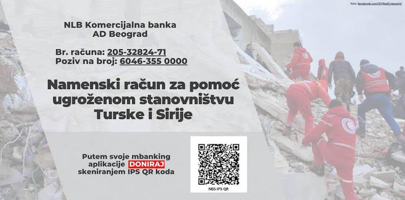 Crveni krst Srbije preno prikupljeni novac na račune Sirije i Turske i nastavlja sa akcijom