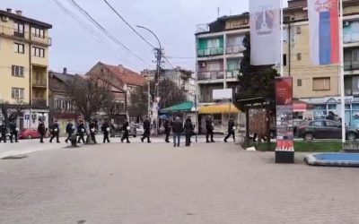Policija ispred zgrade opštine Vlasotince pred početak sednice