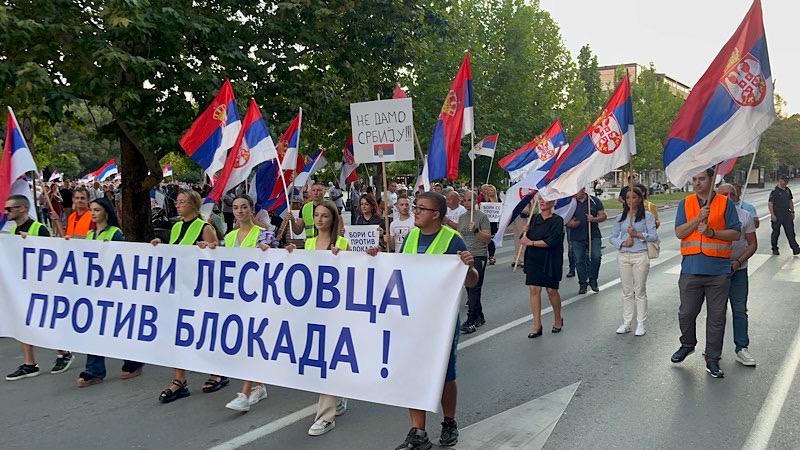 Članovi i simpatizeri SNS-a u protestnoj šetnji protiv blokada