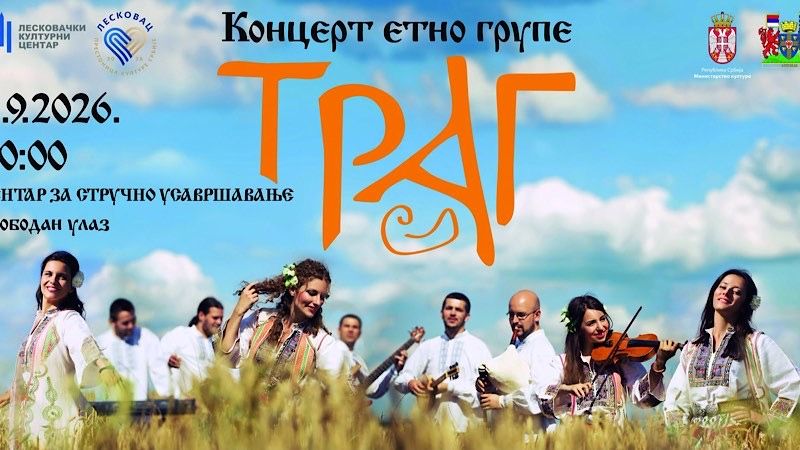 Etno grupa TRAG iz Banja Luke nastupa 4. septembra u Leskovcu